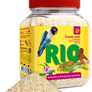 Лакомство RIO. Кунжут, для всех видов птиц, банка 250г.