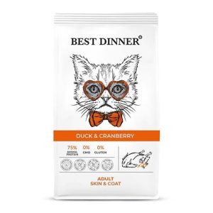 Best Dinner Adult Cat  корм д/кошек, для ухода за кожей и шерстью с уткой и клюквой 10 кг