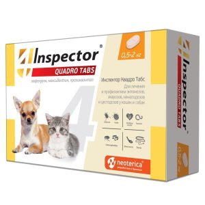 1ШТ Таблетки (Inspector) д/кошек и собак 0,5-2кг (1таб/5нед) от блох, клещ и глист