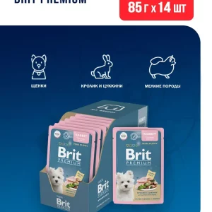 Brit Premium 0,085кг кролик с цукини кусочки в соусе пауч для щенков мини пород (53063)
