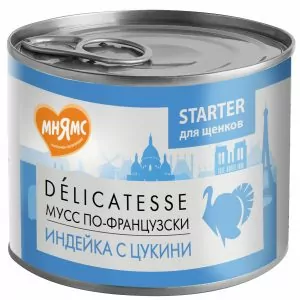 Мнямс Паштет из индейки с цукини для щенков до 4 месяцев "Мусс по-французски" 200г(12)