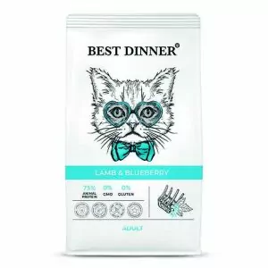 Best Dinner Cat Adult  ягненок с голубикой сухой для кошек  10 кг.
