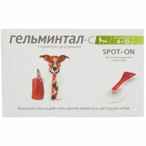 Гельминтал С Spot-on: капли (1пип) на холку от блох, клещей и глистов д/собак и щенков до 10кг