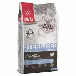 Blitz Sensitive с индейкой сухой корм для стерилизованных кошек 2 кг.