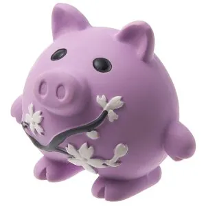 Игрушка (ZooOne) латекс L-407 "Свинка с цветами" 8,5 см