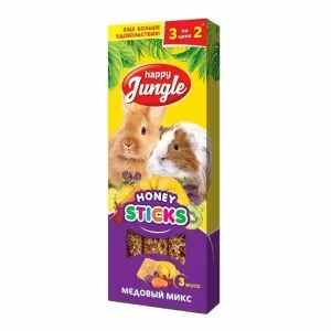 Happy Jungle 0,09кг палочки для крупных грызунов микс 3 вкуса (3шт) (22)