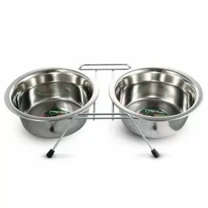 Комплект (Triol) 9003 подставка + миски металл 2*0.8л