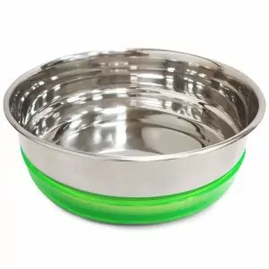 Миска (Triol) металл. с салатовой резинкой, 0,3л.