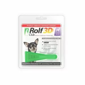 RCb: РольфКлуб 3D капли (1пип) от клещей, блох и комаров д/собак до 4кг