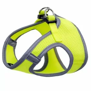 Комплект (Triol) HL028M шлейка-жилетка (грудь 40см) + поводок 1.5*120см, неон-желтый, светоотраж.