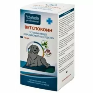 Пчелодар: Ветспокоин успокаивающее и п/рвотное средство д/средних и крупных собак суспензия, 75мл