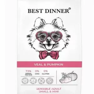 Best Dinner Dog Adult Mini телятина с тыквой сухой для собак мелких пород 10 кг.