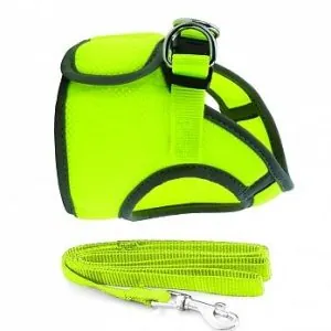 Комплект (Triol) HL028XS шлейка-жилетка (грудь 30см) + поводок 1,5*120см, неон-желтый, светоотраж.