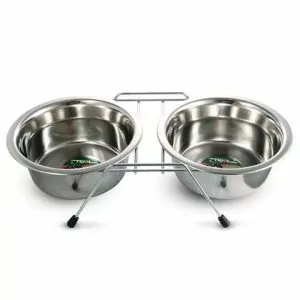 Комплект (Triol) 9001 подставка + миски металл 2*0.24л