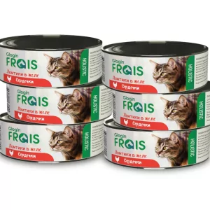 FRAIS HOLISTIC CAT КОНСЕРВЫ ДЛЯ КОШЕК ЛОМТИКИ В ЖЕЛЕ, СЕРДЕЧКИ 100 ГР