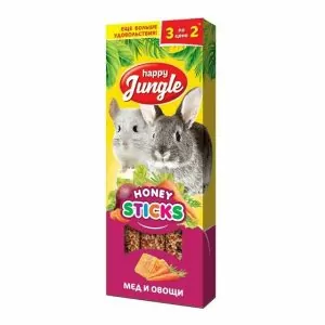 Happy Jungle 0,09кг палочки для крупных грызунов мед+овощи (3шт) (22)