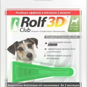 RCb: РольфКлуб 3D капли (1пип) от клещей, блох и комаров д/собак от  4-10кг