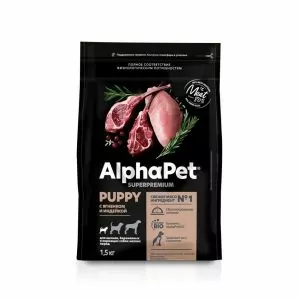 AlphaPet Superpremium (АльфаПет) 1,5кг с ягненком и индейкой сухой для щенков мелких пород