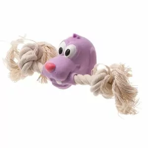 Игрушка (ZooOne) латекс L-422 "Собака с канатом" канат 19 см