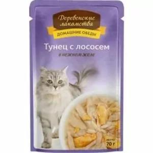 "Деревенские лакомства" конс. д/кошек «Тунец с лососем в нежном желе», пауч 70г