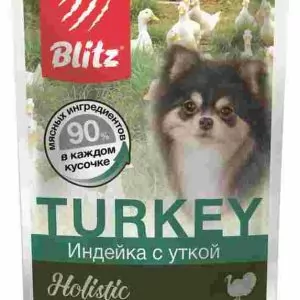 Blitz Holistic «Индейка с уткой» кусочки в соусе – влажный корм для взрослых собак мелких пород 85 гр.