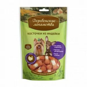 Деревенские Лакомства: косточки из индейки д/собак мини-пород, 55г