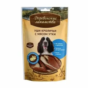 Деревенские лакомства: уши кроличьи с мясом утки, 90г
