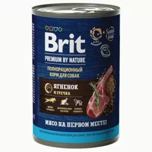Brit Premium by Nature 0,41кг ягненок гречка консервы д/собак всех пород с чув пищ
