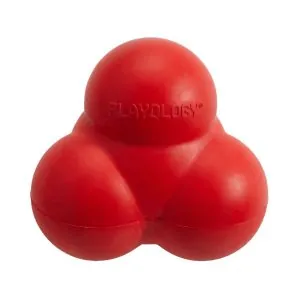 Playology хрустящий жевательный тройной мяч SQUEAKY BOUNCE BALL с пищалкой и с аром.говядины,красный