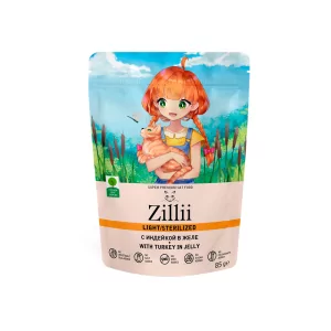 ZILLII Sterilized/Light Cat Turkey с Индейкой в желе полнорационный влажный корм для взрослых стерилизованных кошек 85г.