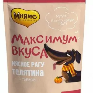 Мнямс пауч мясное рагу с телятиной и тыквой для собак "Максимум вкуса" 85 г (24)