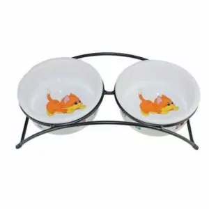 Подставка с керамическими мисками "Рыжие котята" (2х0,27 л.)