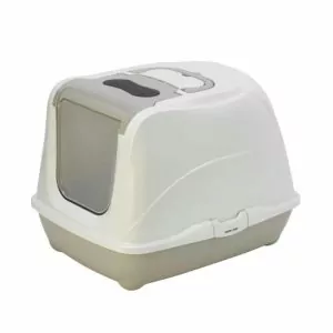 7349/14C240330 Moderna Туалет закрытый для БОЛЬШИХ кошек Flip Cat, светло-серый, 58х45х42 см