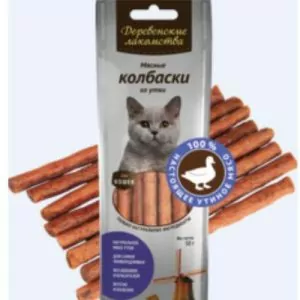 Деревенские Лакомства: колбаски мясные из утки д/кошек, 45г