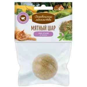 "Деревенские лакомства" Игрушка д/кош. "Мятный шар" Тимьян + пустырник, 22г.