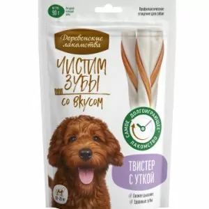 "Деревенские лакомства" Чистим зубы для собак Твистер с уткой, 90г