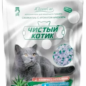 Наполнитель силикагелевый "Чистый котик" колотый с ароматом алоэ вера 5л (6)
