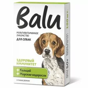 Балу Лакомство мультивит д/собак "здоровый иммунитет"  кальций и морские водоросли, 100 таб