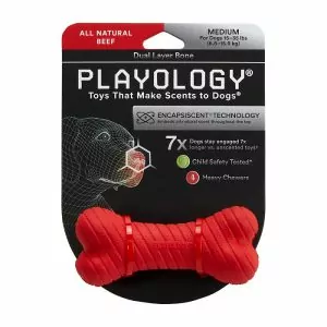 Playology двухслойная жевательная косточка DUAL LAYER BONE с ароматом говядины, средняя, красный (24