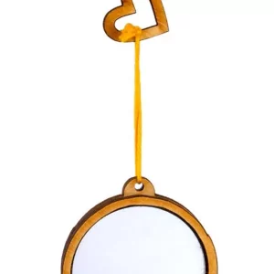 Вака  "Зеркальце для попугаев №2 круглое в деревянной рамке с игрушкой"(П)