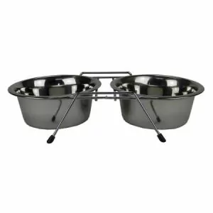 подставка с мисками метал. 2х0,35 л. напольная (10216170/190419/0066482, ИНДИЯ )
