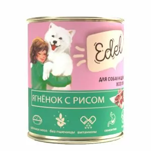Edel «Ягненок с рисом» для собак и щенков всех пород консервированный корм 850 г