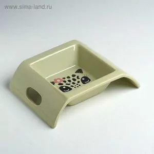 Миска керамическая "Киска" с ручками, 18 х 15 х 4,5 см, 250 мл, хаки 1992098