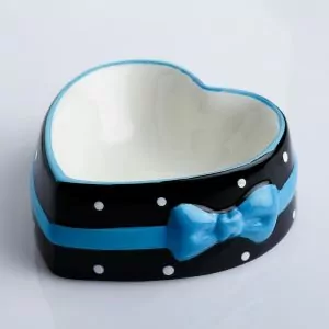 Миска керамическая с бантиком, 12,6 х 12,5 х 4,7 см, черная с синим   3933109